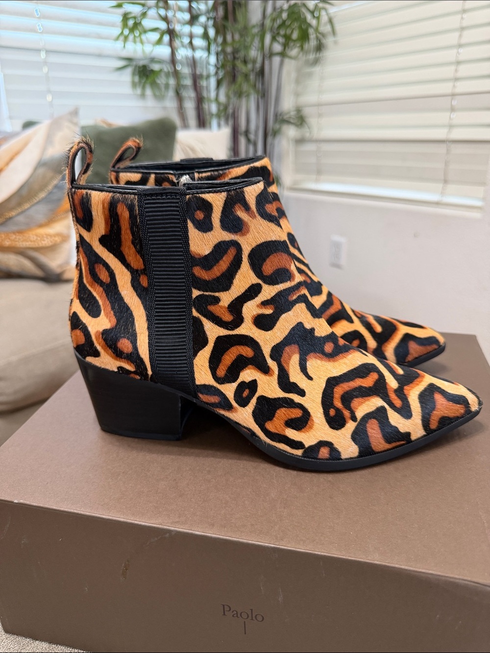 Paolo Leopard-Print Chelsea Booties in Tan and Black